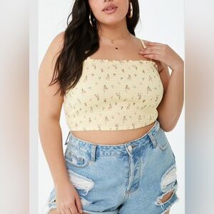 Plus Size Floral Print Cropped Cami
